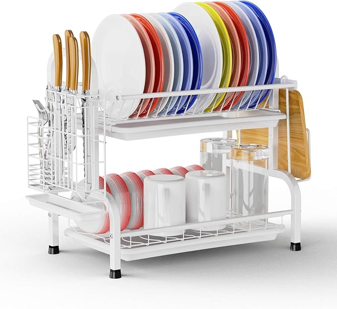 Dish Drying Rack, GSlife 2 Tier Dish Rack 304 Stainless Steel with