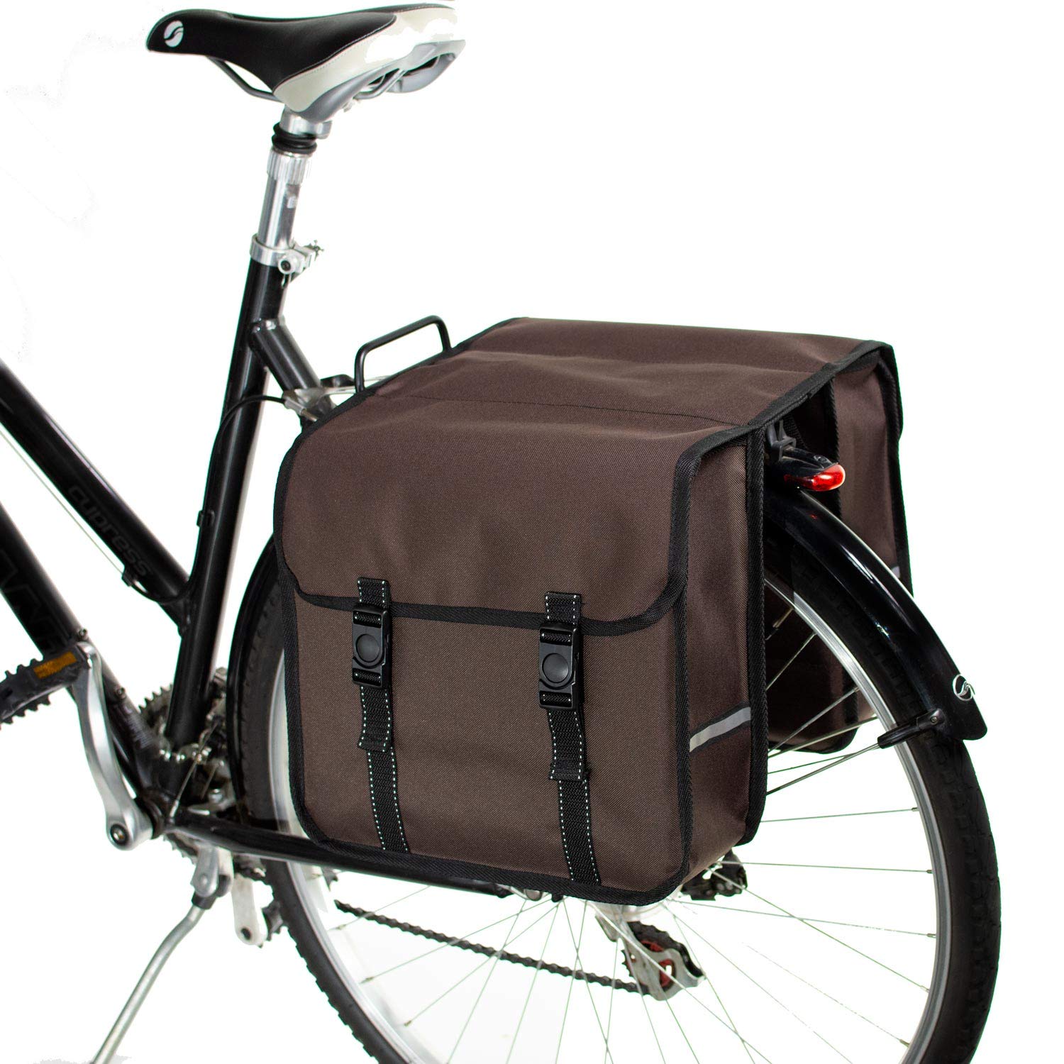 BikyBag Classic - Double Bicycle Panniers - 26L Water-Resistant Bike Pannier Bag for Rear Rack | Commuter & Shopping Cycling Bag (Brown)