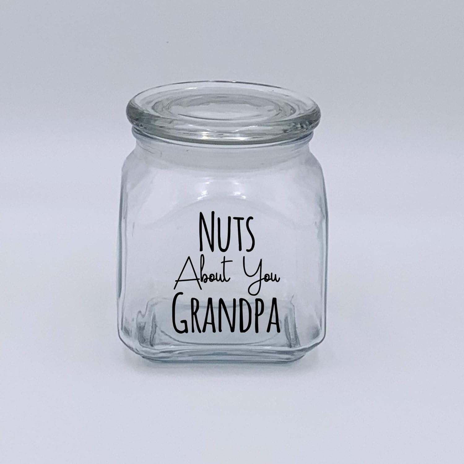 Nuts About You Grandpa Nut Jar Made in USA Glass Handmade