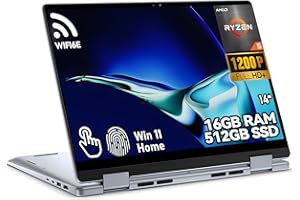 Dell Inspiron 14 2-in-1 Laptop, 14" FHD+ Touch, Ryzen 5 8640HS, 16GB DDR5, 512GB SSD, 1080p Camera, Wi-Fi 6E, Windows 11 Home