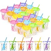 Nuanchu 24 Pcs Cute Easter Plastic Cups with Lids and Straws Color Changing Cups Reusable Tumbler with Lid and Straw for Coffee Cold Drinking Travel Parties (Innovative Color)