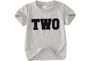 BOUTIKOME Boys Birthday Shirts Toddler Embroidery T-Shirts Baby Birthday Outfits Kids Party Chenille Patch Tee Tops 1-10Y