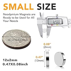 TRYMAG Small 150Pcs Neodymium Magnets, 12x2mm Tiny