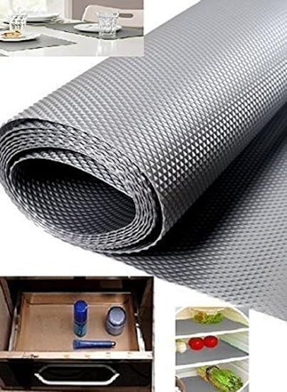 Kuber Industries PVC Self Liner Fridge Mat Wardrobe Mat 1.5 Mtr?Grey