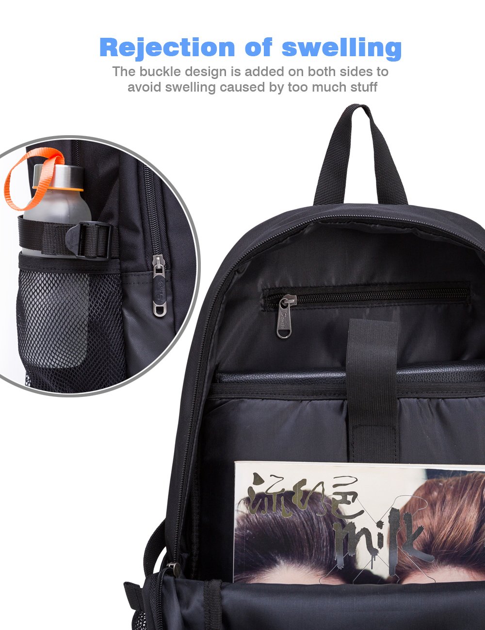 Laptop Backpack, Semir Anti Theft Water Resistant College School Backpack,Travel Computer Bag for Women Men,Business Backpack Fits Under 17.3-Inch Laptop and Notebook (Original Black)