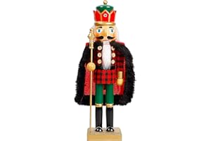 Joliyoou 14 Inch Christmas Nutcracker Figures, Wooden Nutcracker King with Scepter Ornaments, Large Xmas Nutcracker Tabletop Centerpieces Festival Shelves Decorations