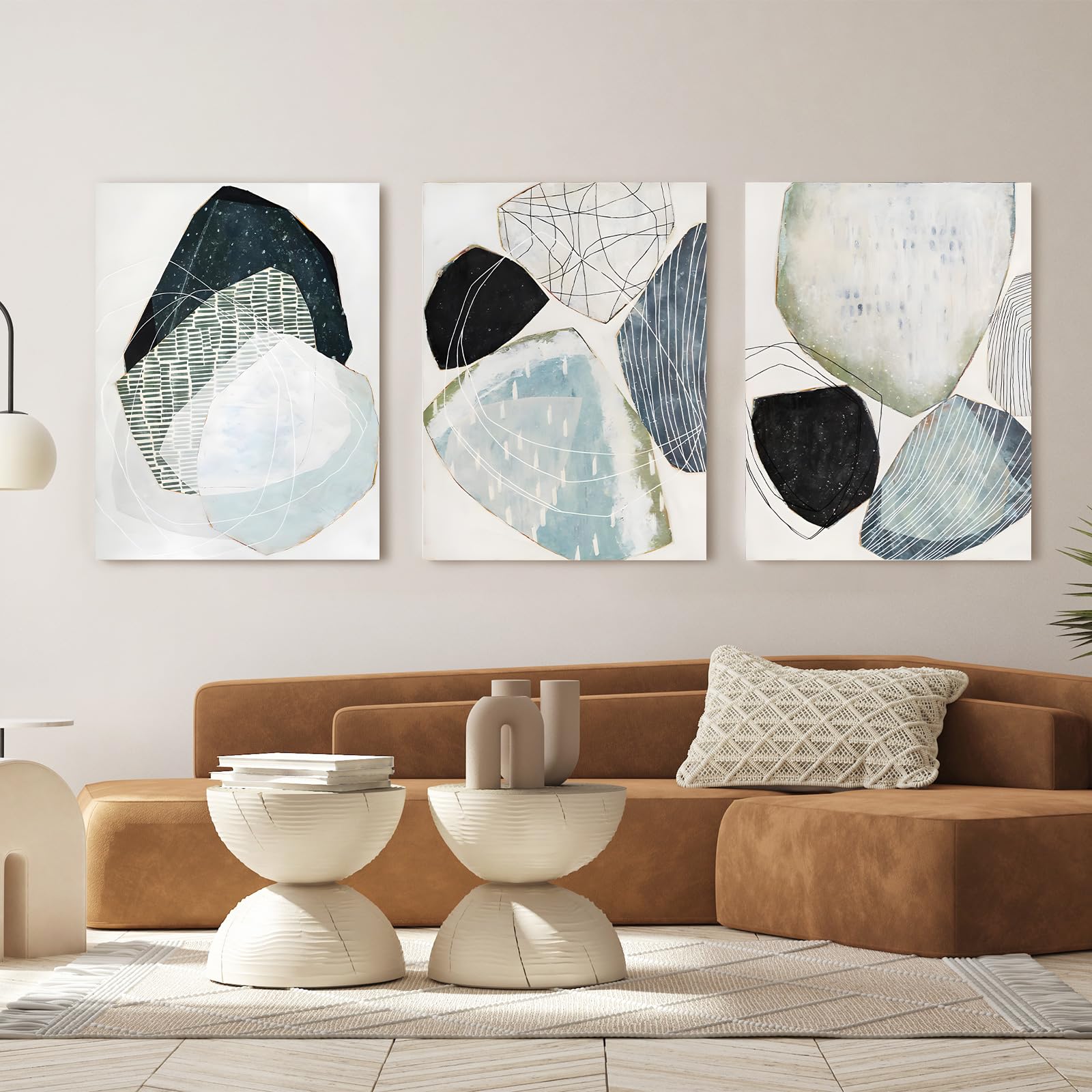IUNTWEIE Abstract Posters Set of 3 Modern Wall Picture Posters Abstract Geometric Pictures Gold Circular Geometric Canvas Picture Living Room Decoration, Without Frame (C, 50 x 70 cm x 3)