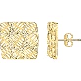 10kt Yellow Gold Unisex Square Nugget Stud Earrings