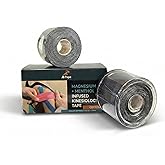 JB Tape Magnesium & Menthol Infused Kinesiology Tape – 2 Rolls Precut with Dispenser – Water Resistant Athletic Tape for Muscle Support & Sports Recovery –for Knees, Shoulders & Back – Black