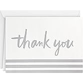Hallmark Pack of Thank You Cards, Silver Foil (20 Thank You Notes with Envelopes)