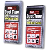 RediTape Travel Size Pocket Duct Tape Colors 2-Pack &ndash; Flat Compact Small Mini Roll - for Repairs Camping Emergency EDC DIY Crafts - 1.88 inch x 5 Yards per Flat Pack (Silver &amp; Black)