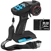 Hobby Fans RC Remote Control 4CH 2.4G Transmitter with Receiver and Lanyard for RC Car Crawler Boat, Blue