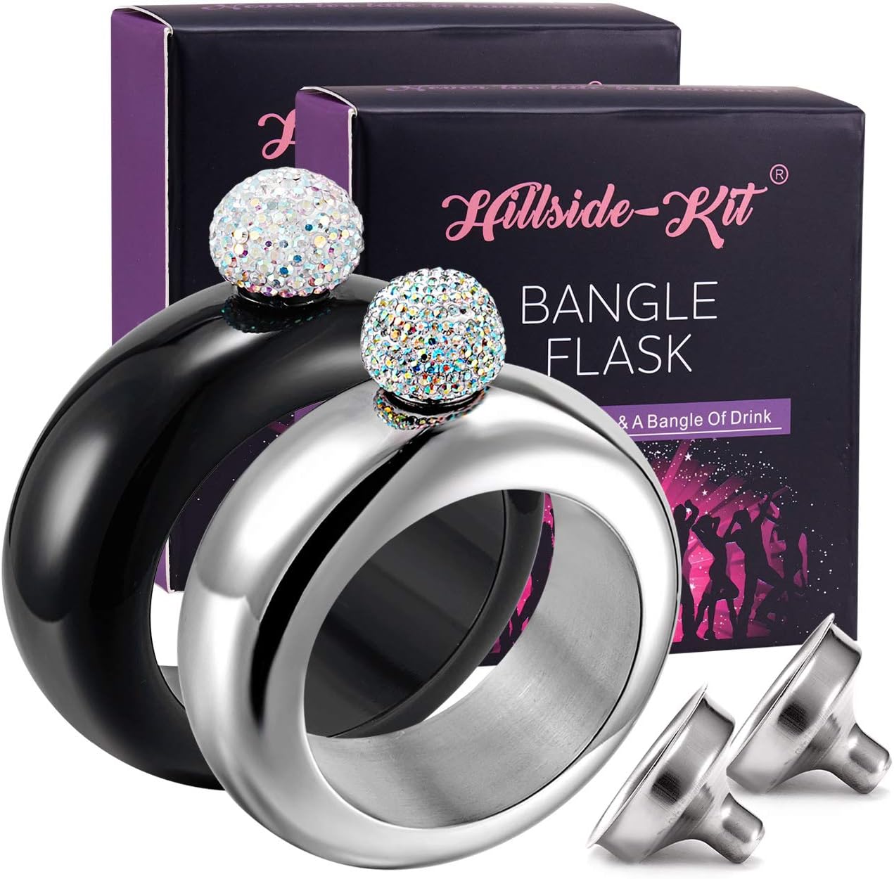 HillsideKit Flask Bangle Bracelet AB Crystal Lid