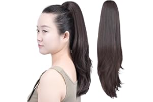Dark Brown Clip Ponytail,SYXLCYGG Straight Clip Claw Ponytails 18" 4.3 OZ Synthetic Like Real Hair Fake Hair pieces For Women