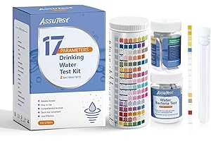 AssuTest 17 in 1 Water Test Kit-100 Strips + 2 Bacteria Tester Kits. Well, Tap Home, Drinking Water City Water Testing Strip for Lead, Alkaline, Chlorine, Hardness, lron, Fluoride, Copper & More