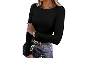 WIHOLL Long Sleeve Shirt Women Light Fleece Thermal Crewneck Womens Tops Slim Fitted Undershirts Casual Basic T Shirts