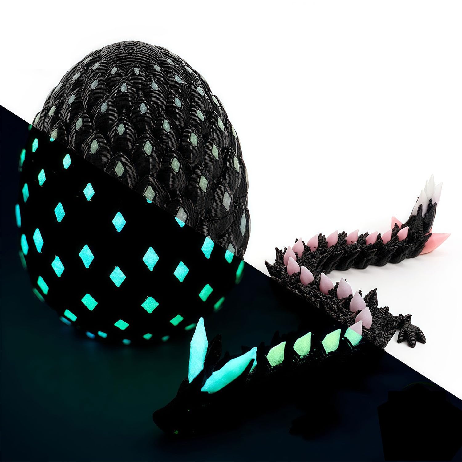 3D Printed Dragon Eggs Mystery Dragon Egg Glow in The Dark Articulated, 3D Print Surprise Animals Toy for Kid Teen Boy Girls In Night (A)