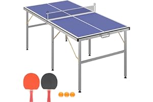 Garvee Portable Ping Pong Table,9FT/8FT /6FT Professional Indoor/Outdoor Table Tennis Tables Game with Net for Adults/Teens,2 Tennis Paddles and 3 Balls- Quick Assembly