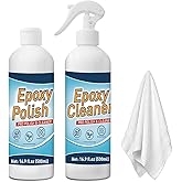 DINGSEN Resin Polishing Kit - 33.8 oz (16.9oz Pro Polish & 16.9oz Epoxy Cleaner Kit), Specially Formulated for Epoxy Resin, R