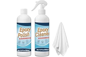 DINGSEN Resin Polishing Kit - 33.8 oz (16.9oz Pro Polish & 16.9oz Epoxy Cleaner Kit), Specially Formulated for Epoxy Resin, R