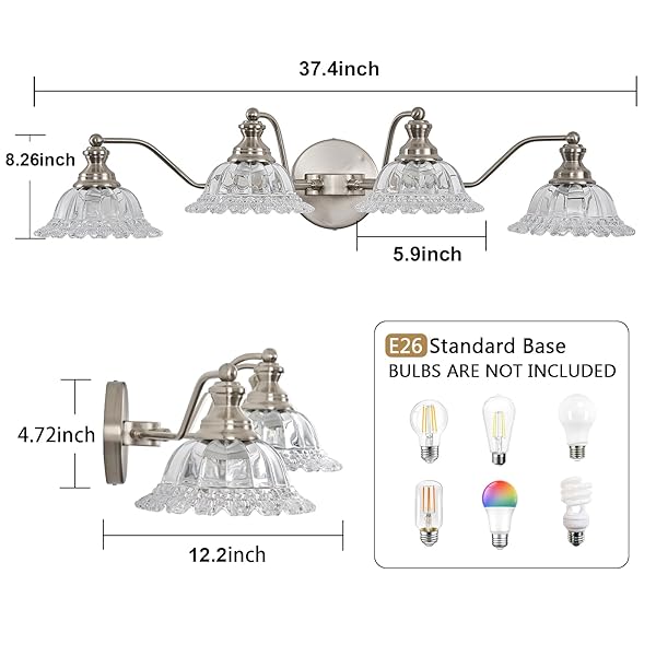 XIEDUN BRUSHED NICKEL 4 LIGHT VANITY LIGHT