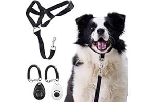 Whiskerage Gentle Leader for Dogs + 2X Dog Training Clicker – Gentle Leader with Quick-Snap Neck Strap & Nose Loop – Bonus Clickers with Wrist Strap for Obedience & Leash Training