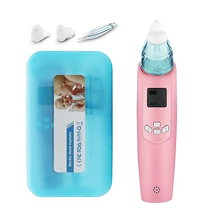 DEYACE Baby Nasensauger, Elektrischer Nasenreiniger mit LCD - Bildschirm und Licht sicher hygienisch für Neugeborene und Klei