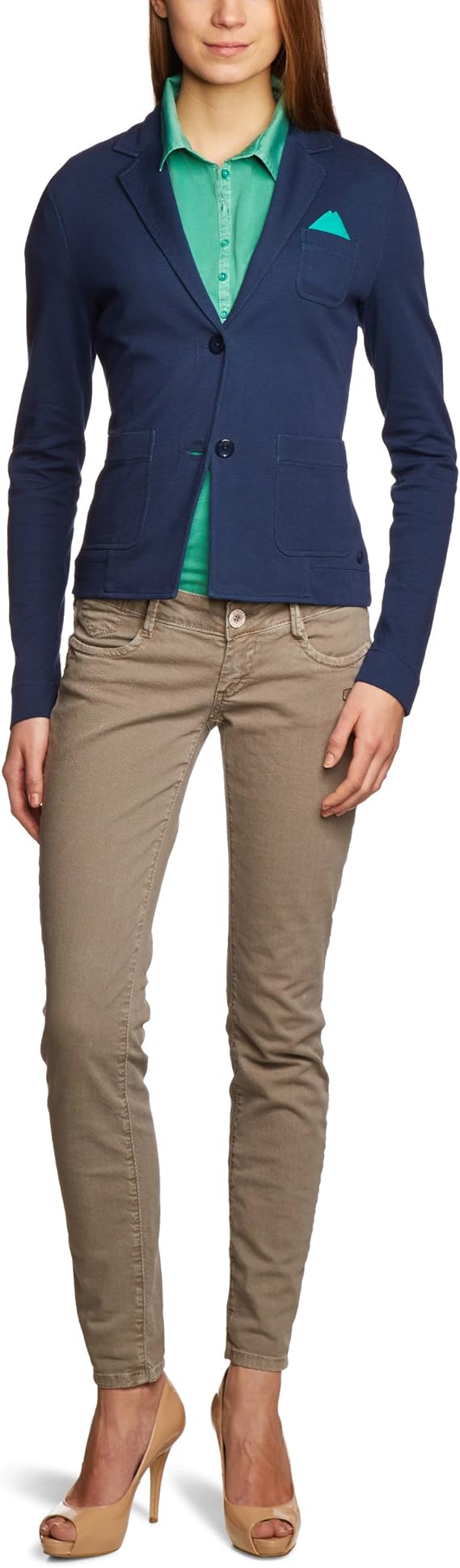 Marc O'Polo Damen Blazer 302 3023 58025, Gr. 38 (M), Blau (870 deep