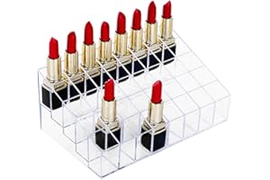 HBlife Lipstick Holder, 40 Spaces Clear Acrylic Lipstick Organizer Display Stand Cosmetic Makeup Organizer for Lipstick, Brushes, Bottles, and More