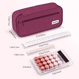 WEMATE Large Pencil Case 9 x 4.3 x 2.4in 5 Compartments Canvas Purple Red view 5