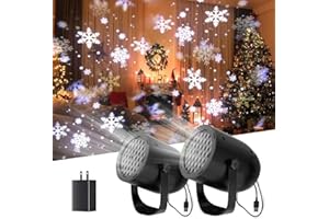 Yiixuyo-2 Set/LED Snowflake lamp mini, Dynamic Snowflake Christmas Projection lamp, Suitable for Indoor and Outdoor Landscape Christmas Decoration, Festivals, Weddings, and Home Decoration. ﻿
