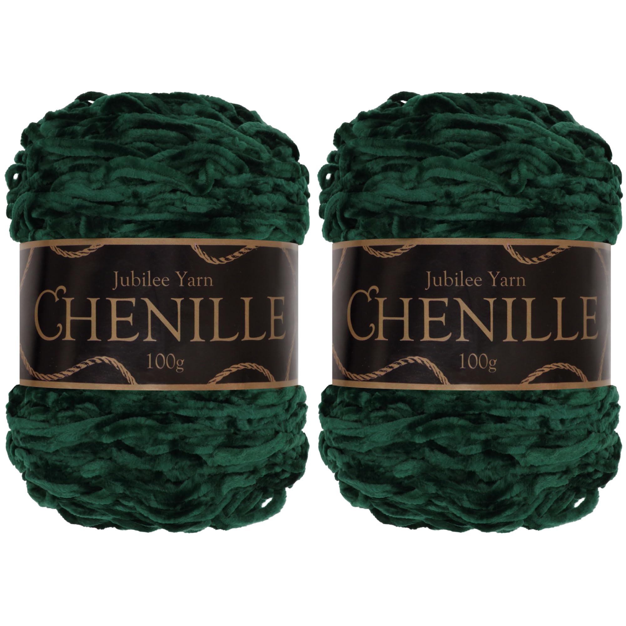 JubileeYarn Chenille Yarn - Worsted Weight - 100g/cake - Emerald - 2 Cakes — image 1