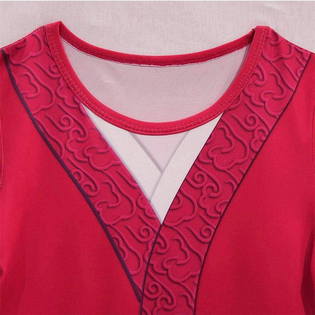 Lito Angels Girls Princess Mulan Costume Fancy Dresses Up Chinese Heroine Outfit 5-6 Years Red 277, Style 1 - Image 5