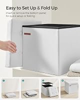 SONGMICS Mazie Collection Storage Ottoman 38 cm Foldable Foot Rest Cloud White view 6