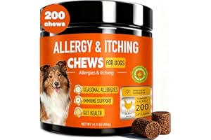 JENNANDRA Dog Allergy Chews 200ct,Probiotics for Dogs Itching Skin Relief for Skin and Paw Licking, Dogs are Human Multivitamin Itch Relief for Seasonal Allergies-Support a Healthy lmmune System Chicken Flavor