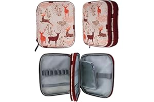 QZLKNIT Crochet Hook Case(5.5 * 6.8 ''), Travel Storage Bag for Sewing Crochet Hooks, Lighted Hooks, Needles and Accessories (Deer)