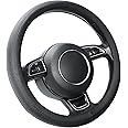 SEG Direct Car Steering Wheel Cover for Prius Civic 14" - 14 1/4", Black Microfiber Leather