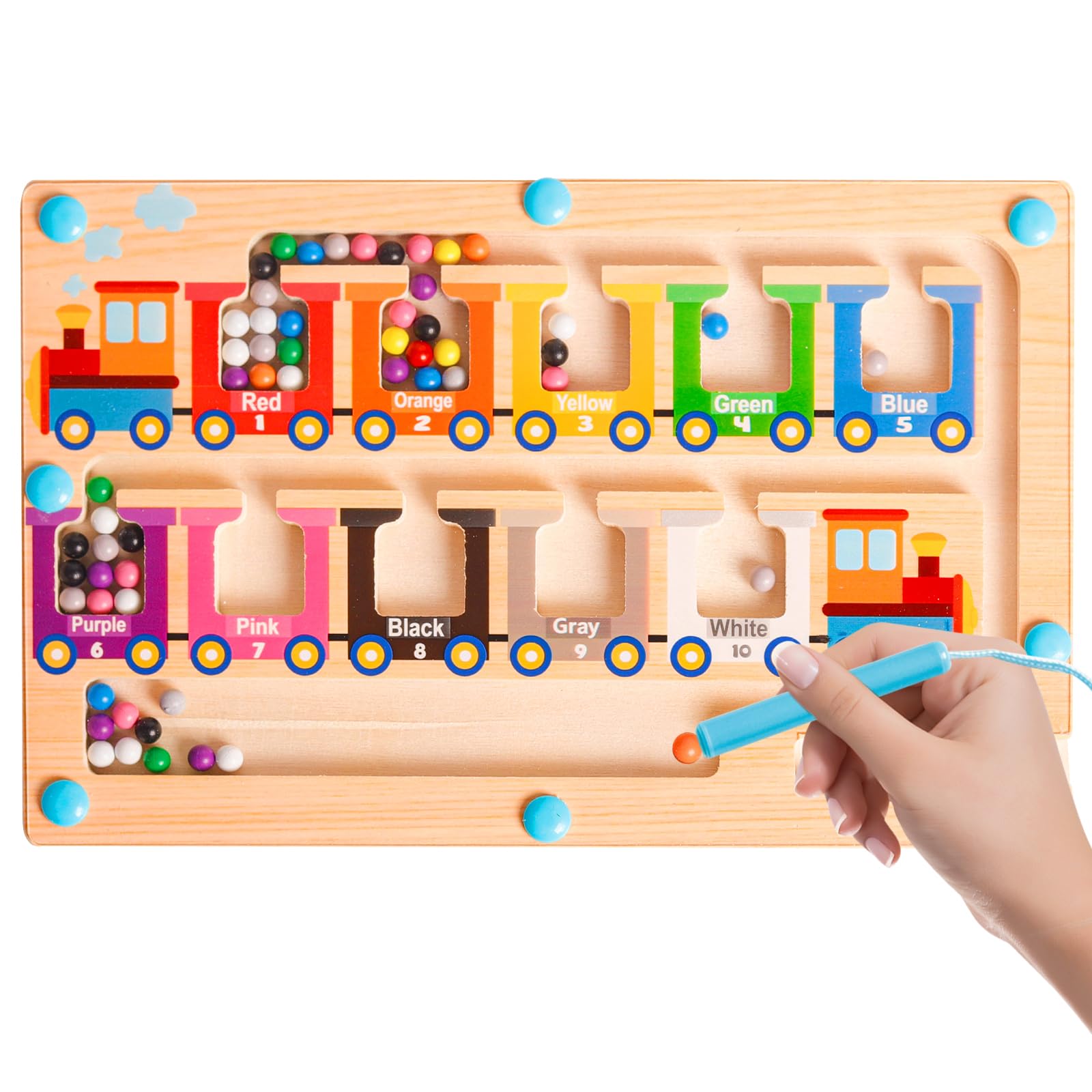Montessori Toys for 2 3 4 Year Old Boys Girls Kids Gifts, Wooden Magnetic Maze Toys Age 3 Toddler Learning Educational Toys Color Sorting Game Christmas Birthday Gifts for 2-5 Year Old Girls Boys