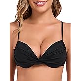 RELLECIGA Women’s Push Up Bikini Top Criss Cross Underwire Swimsuit Top for Women