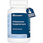 Life Enhancement High Potency 1020 mg Potassium Supplement for Muscle, Brain & Bone Health - No Additives High Absorption Elemental Potassium Supplement, Made in USA (240 Capsules – 120 Servings)