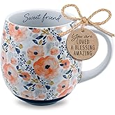 Lighthouse Christian Products Sweet Friend Ceramic Coffee Mug - 18 oz Watercolor Floral Design - Inspirational Friendship Gift for Women
