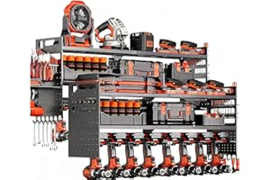 2-Pack Large Power Tool Organizer Wall Mount,Heavy Duty Cordless Tool Organizer with 18 Drill Holder,600 Lbs Capacity 3-Layer