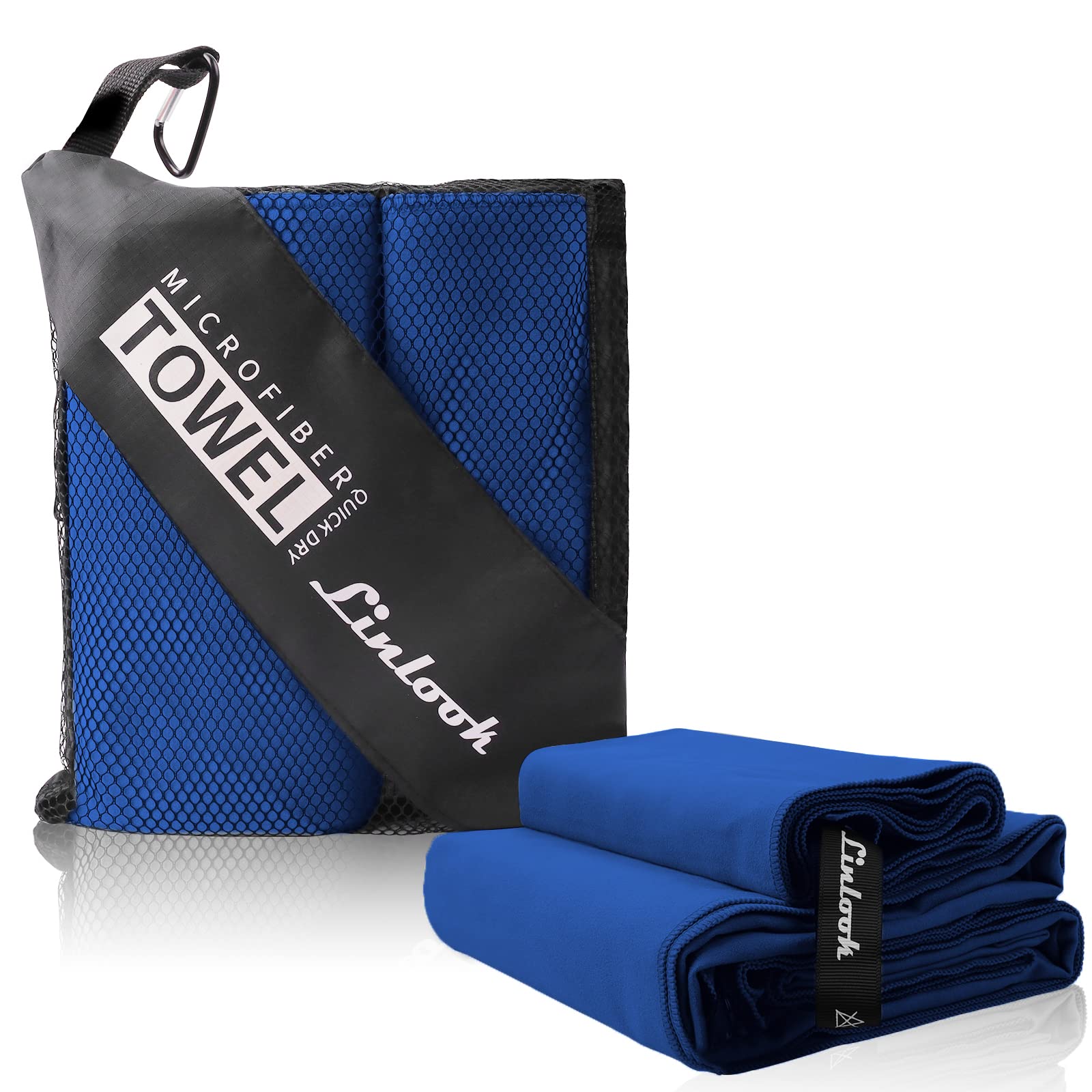 Linlook Microfibre Towel Set (160 x 80 cm Large Bath Towel + 80 x 40 cm Small Hand Towel) - Soft and Lightweight Beach Towel - Quick Drying Sports Gym Towel - Compact Swimming Camping Towel — image 1