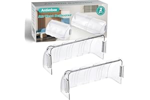 ANTIMBEE 2 Pack Adjustable Magnetic Heat & Air Vent Deflector -New Super Strong Neodymium Magnets 8" to 15" Length Fits Vents, Sidewall, Ceiling, Floor Registers - Curved Air Conditioner Vent Cover