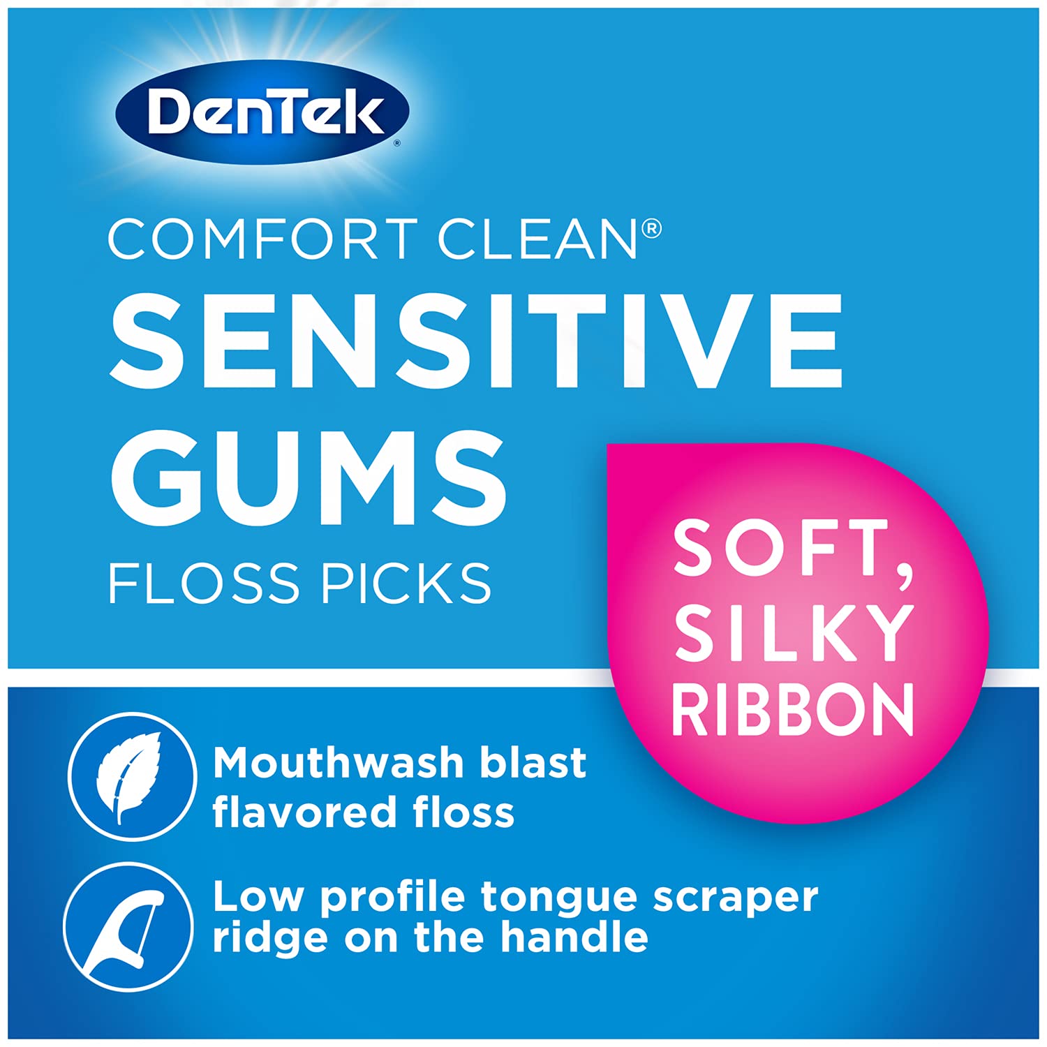 DenTek Comfort Clean Sensitive Gums Floss Picks, Soft & Silky Ribbon, 150 Count, 3 Pack : Beauty