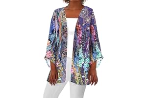 COTECRAM Womens 2024 Summer Floral Printed Cardigan Long Sleeve Kimono Loose Cover Up Casual Blouse Tops Cruise Outfits