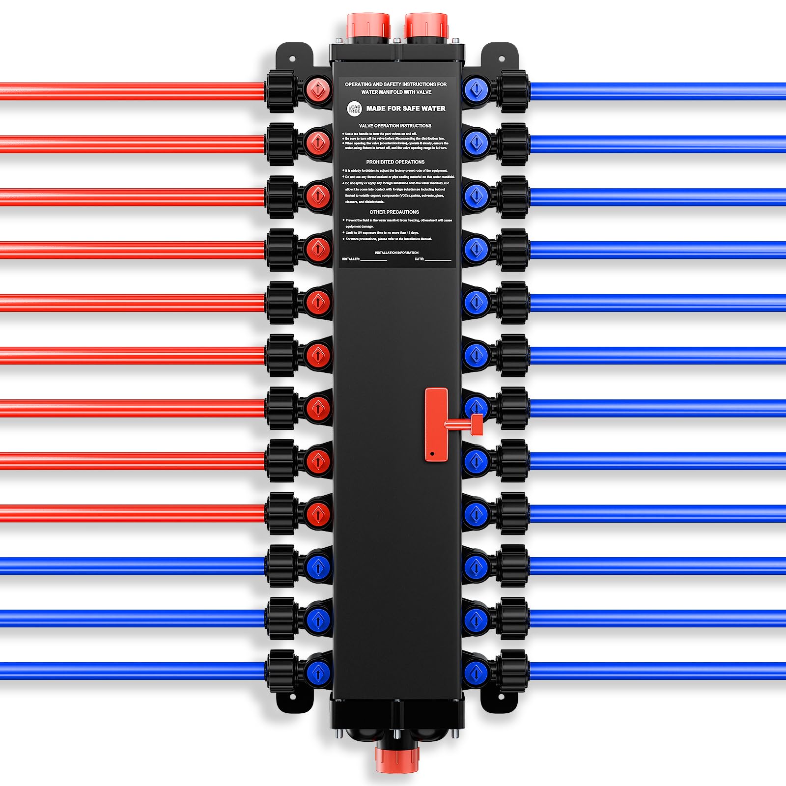 Photo 1 of 50243 24-Port PEX Manifold | Compatible with viega manabloc | 15 Cold 9 Hot Water Distribution | 3/4" Inlet 1/2" Zero Lead Poly Alloy PEX Crimp | Easy Installation & Color-Coded Ports