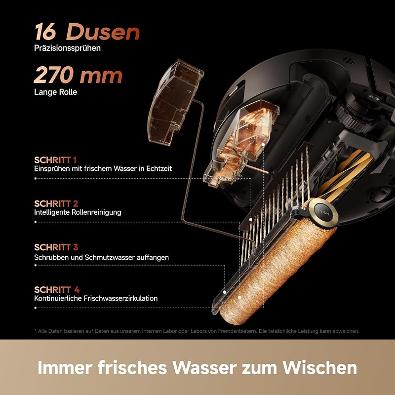 Aqua20 Pro Ultra Roller X Complete Saug- und Wischroboter, Schwarz