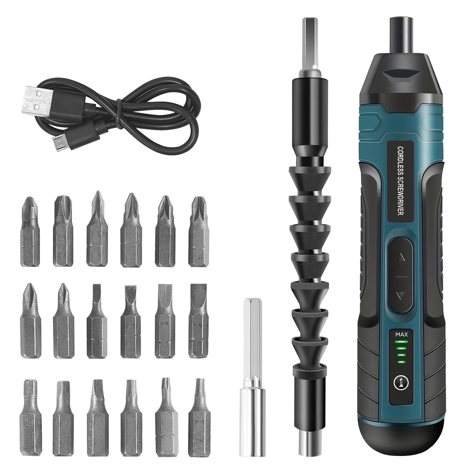 Pckobever Electric Screwdrivers Cordless,21 in 1 Electric Cordless Screwdriver Set,3.6V Rechargeable Cordless Screwdriver Set,Adjustable Torque Cordless Screwdriver for Home DIY Light Industrial Use