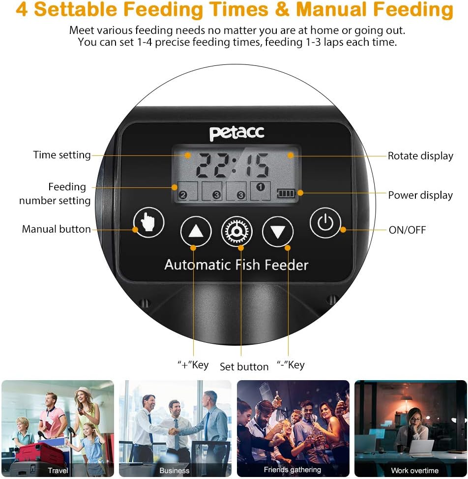 Amazon Com Petacc Automatic Fish Feeder Programmable Moisture Proof Electric Auto Fish Feeder For Aquarium Tank Timer Feeder Vacation Weekend Fish Food Dispenser Pet Supplies
